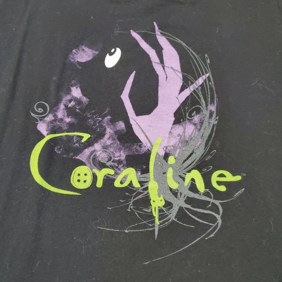 Coraline Movie What's on the other side? Black Graphic Tee Size XXL/2XL - Picture 4 of 7